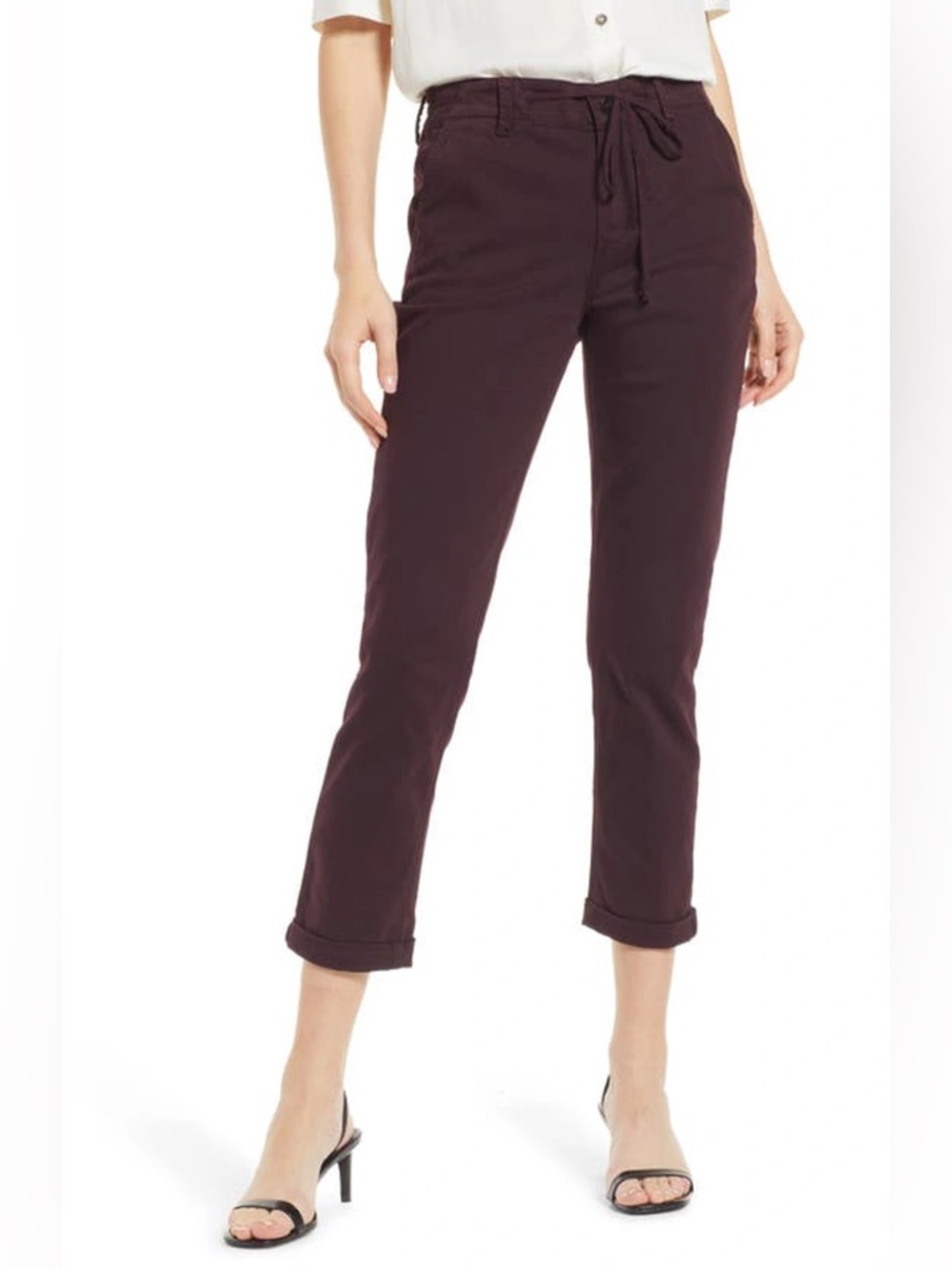 PAIGE Christy Pant‎ Burgundy Black Cherry Drawstring Stretch Pants 34